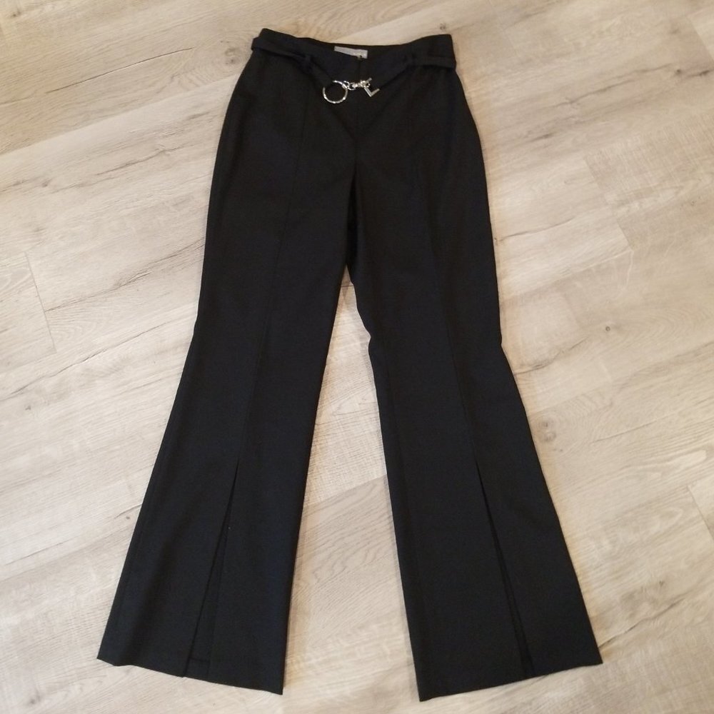Clifford & Wills black kick front pants belted 6